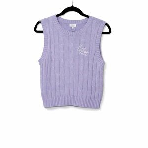 Cabana Crown & Ivy Violet Cable Knit Sweater Vest NWT “Can You Not” Size M